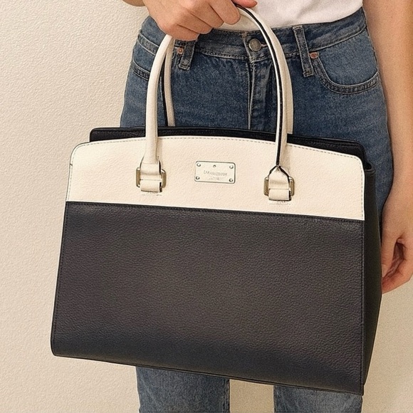 kate spade Handbags - Kate Spade Black and Cream Satchel
